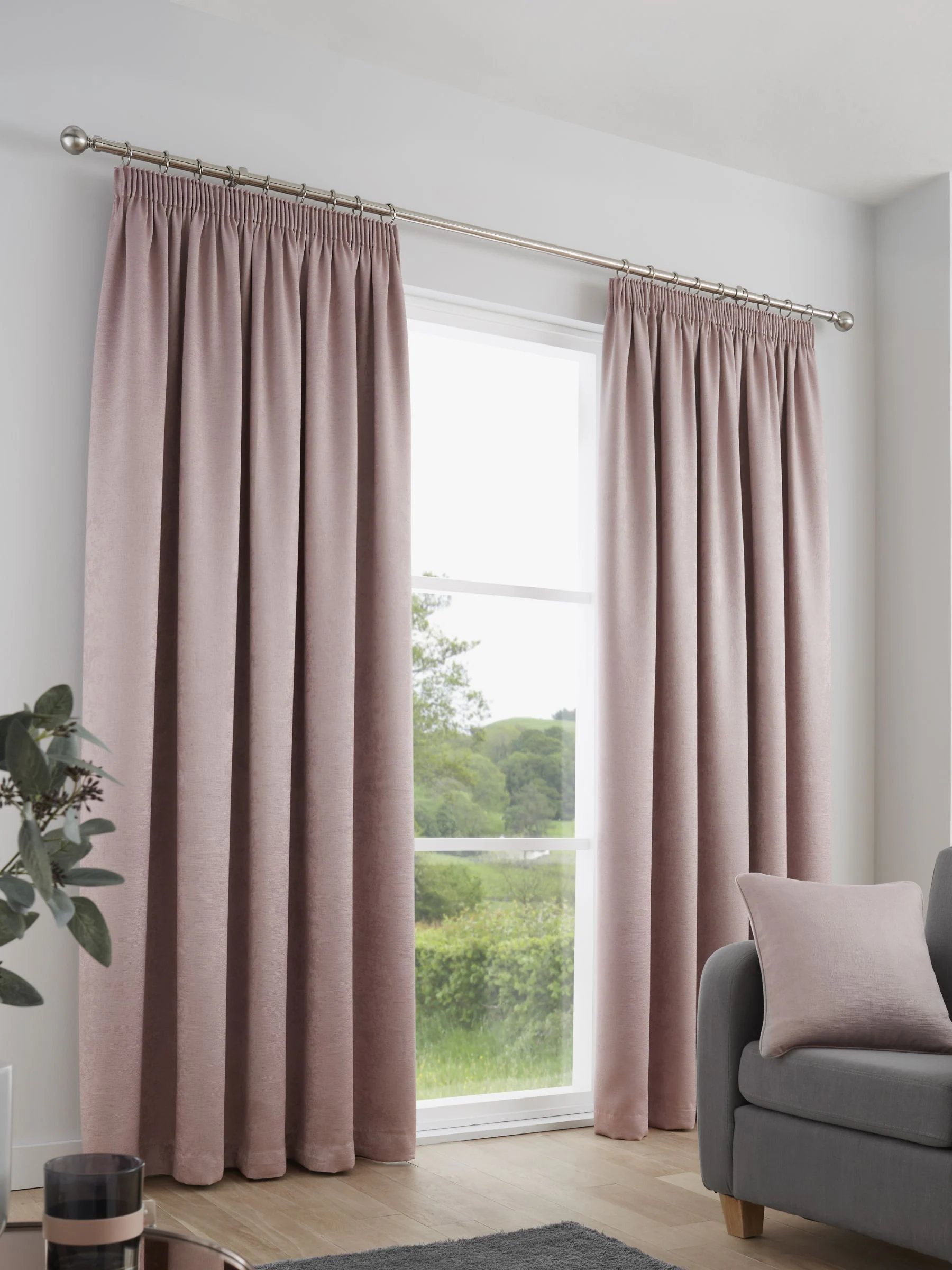 Fusion Galaxy Room Darkening Woven Pair of Pencil Pleat Curtains