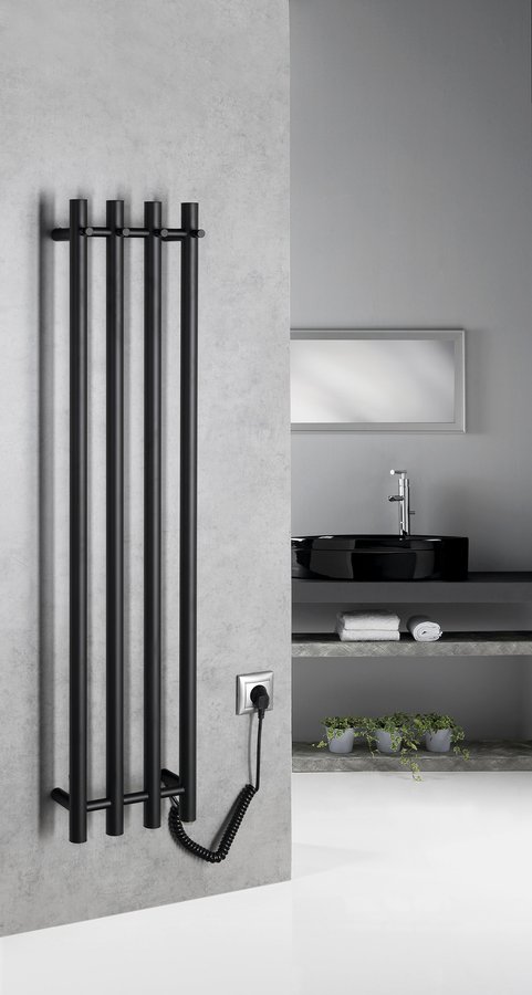 Sapho Papinado elektrische handdoekradiator 26.3x120cm zwart mat 85W