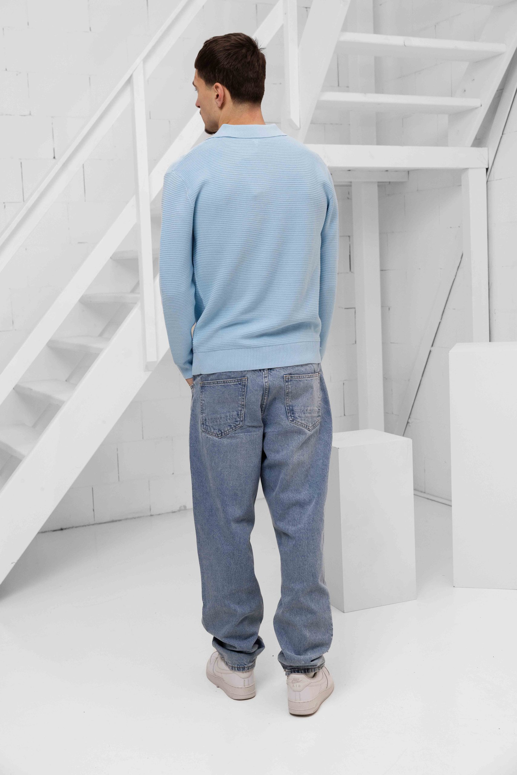 Pure Path Own The Journey Knitwear Polo Sweater Heren Lichtblauw
