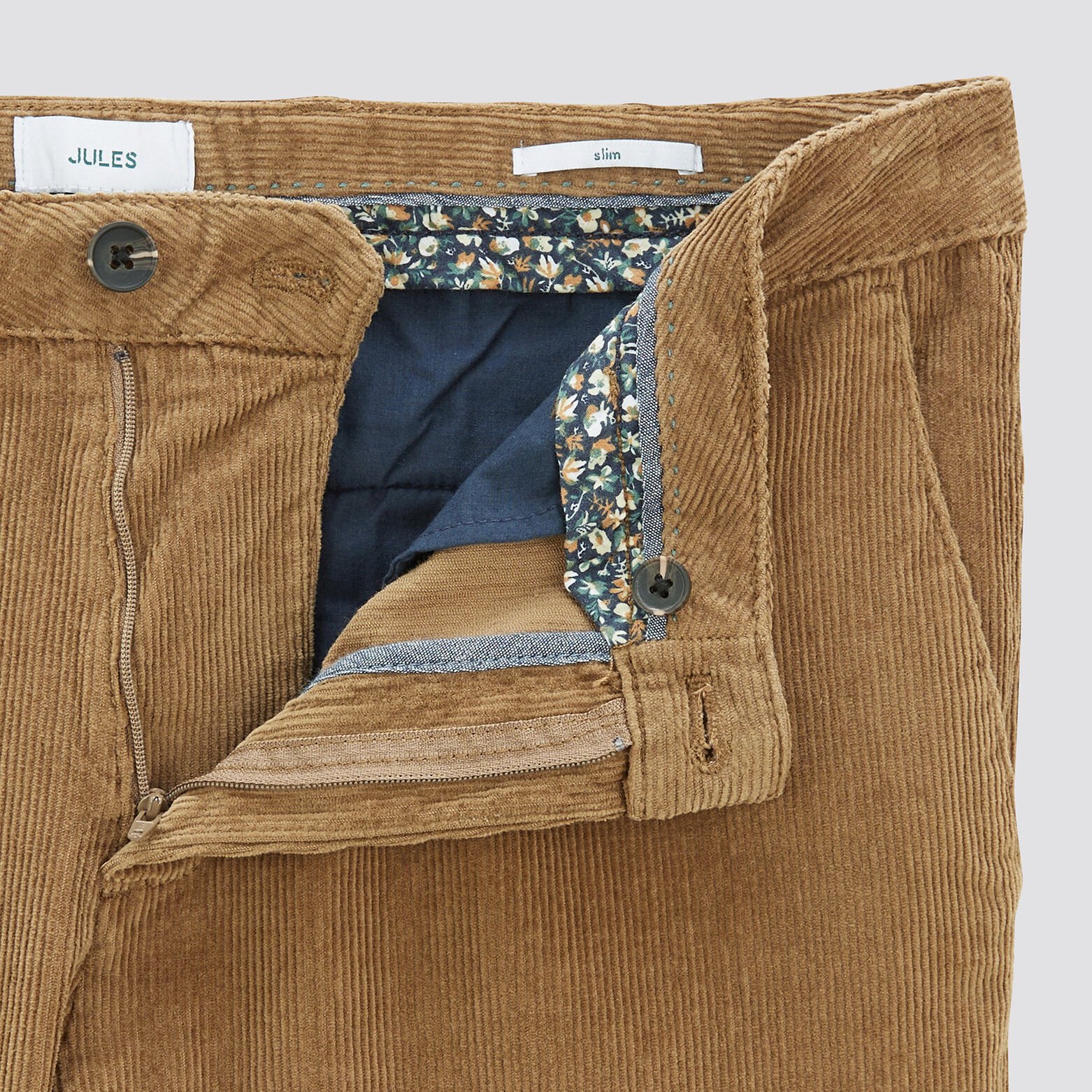 Pantalon chino en velours contient du coton recycl Marron