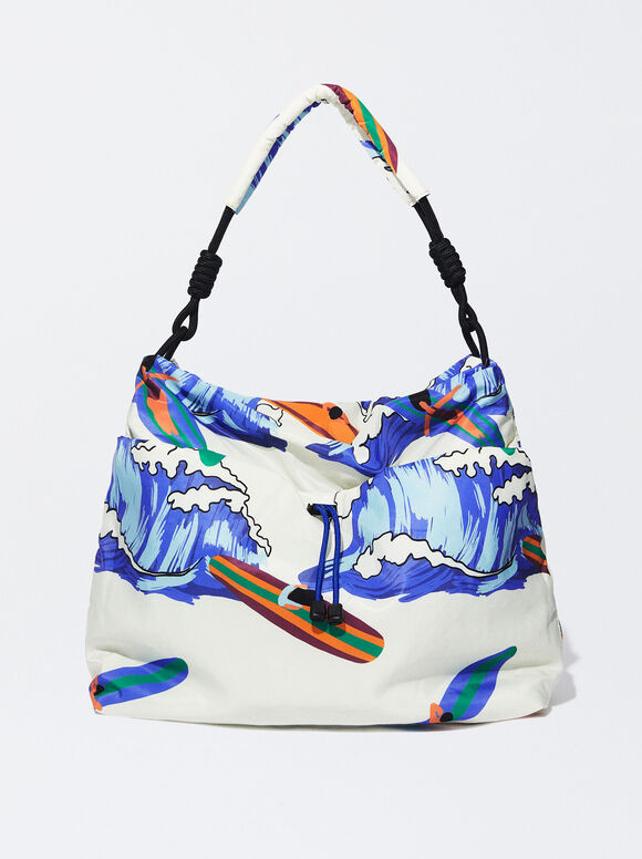 Bolsa de ombro em nylon estampado - Off-White