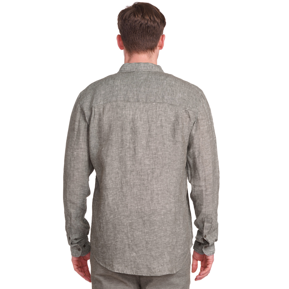 VanVaan Herren Leinen-Hemd mit Button-Down-Kragen grau