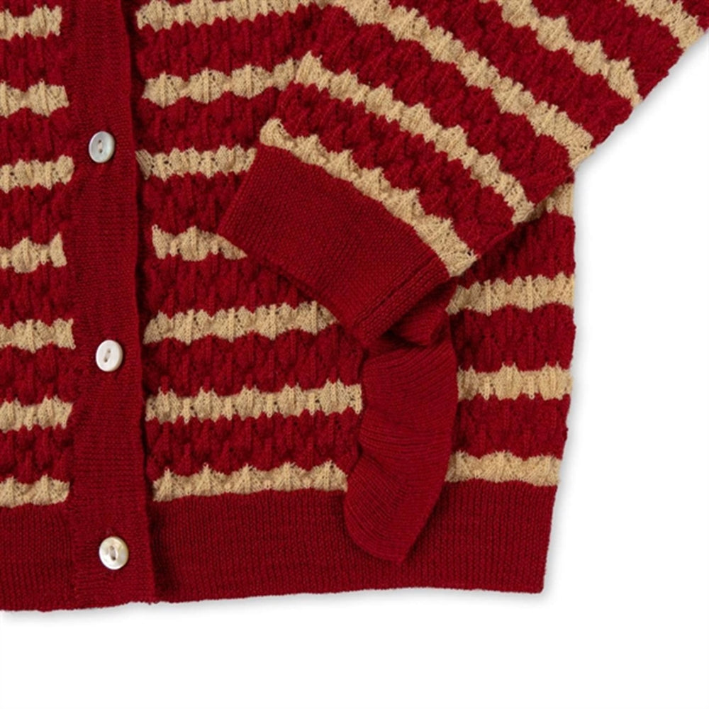 Jolly Stripe Cane Strik Frill Uld Cardigan