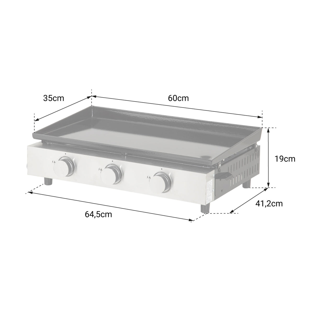 Plancha au gaz MÉRIDA 3 brûleurs 6 kW Happy Garden