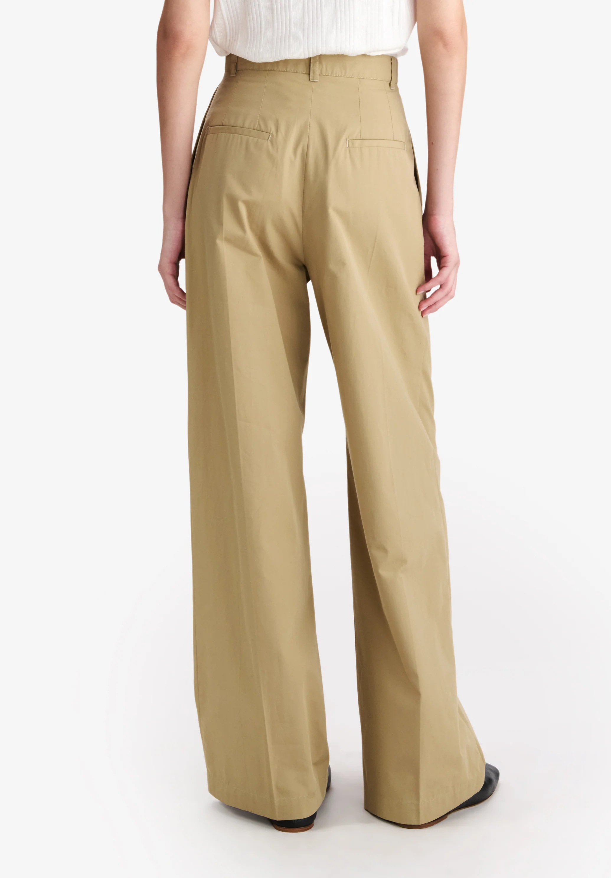 Pantalon beige ample en coton bio - Beige fonce