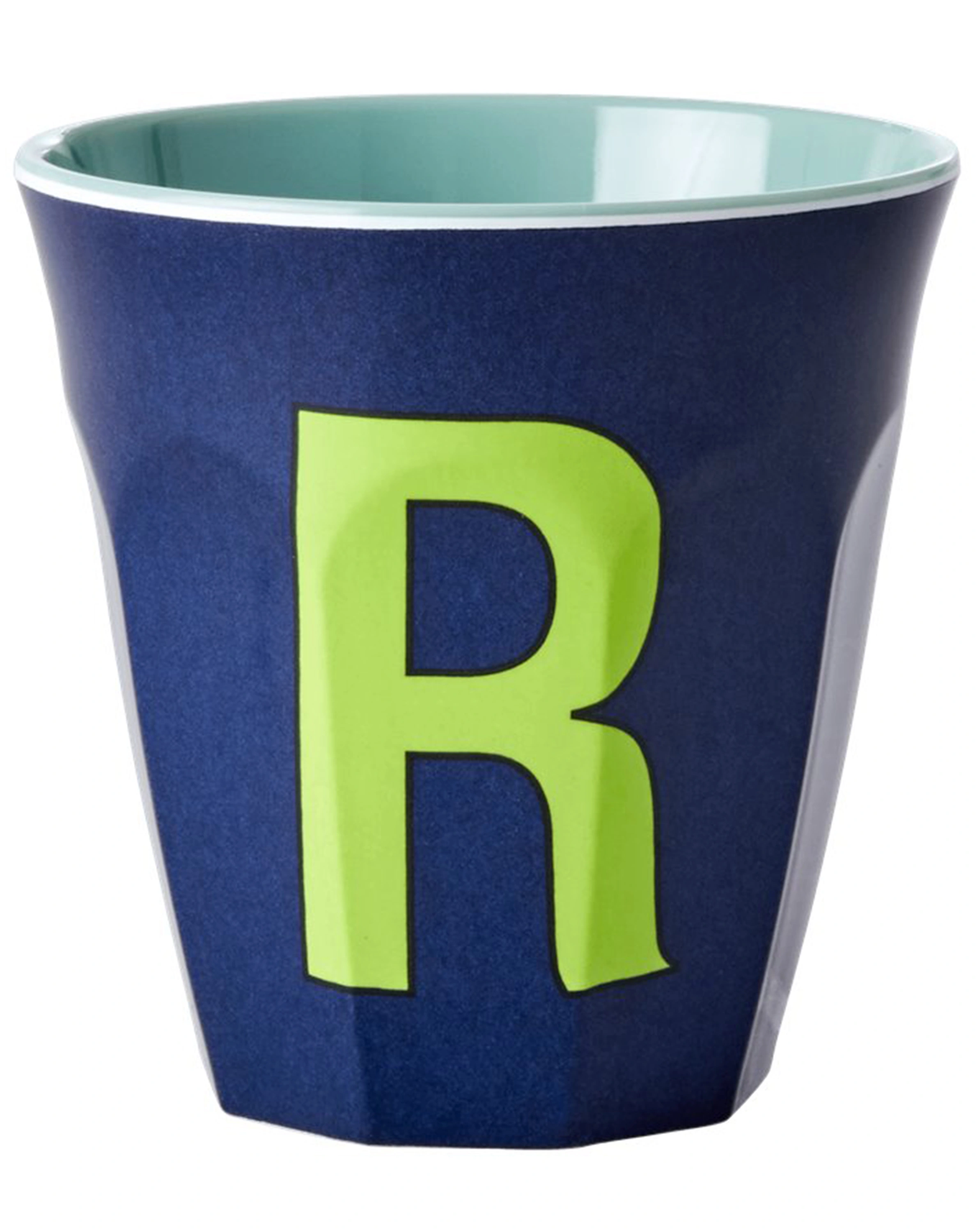 Melamin-Becher LETTER R - MEDIUM in dark blue