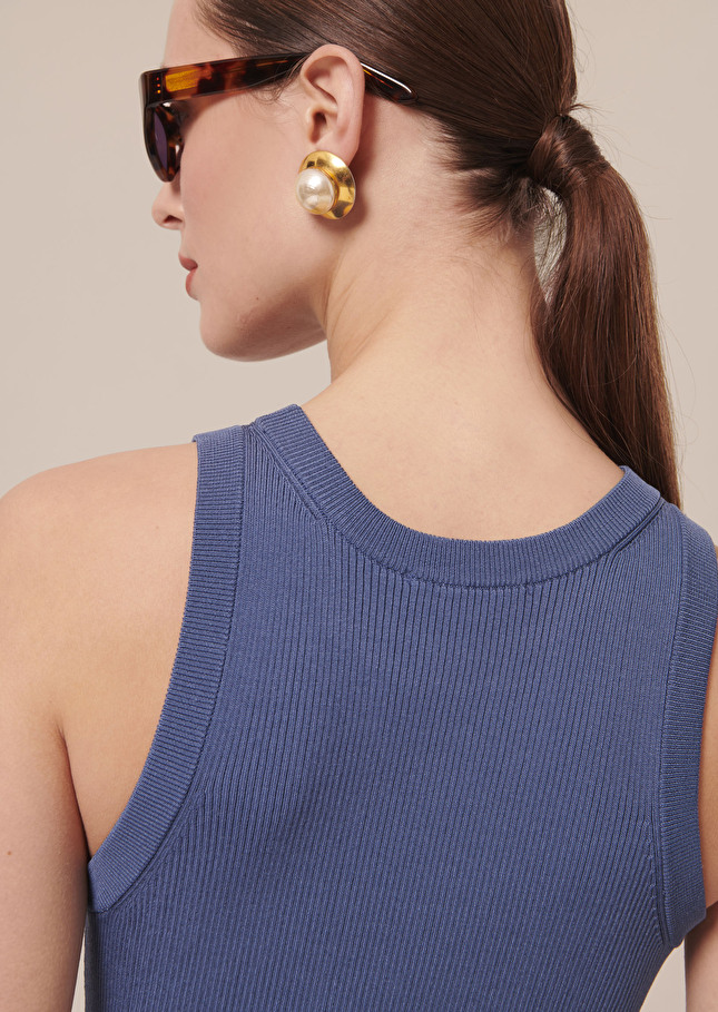 Pull Pepitebleu marine en maille