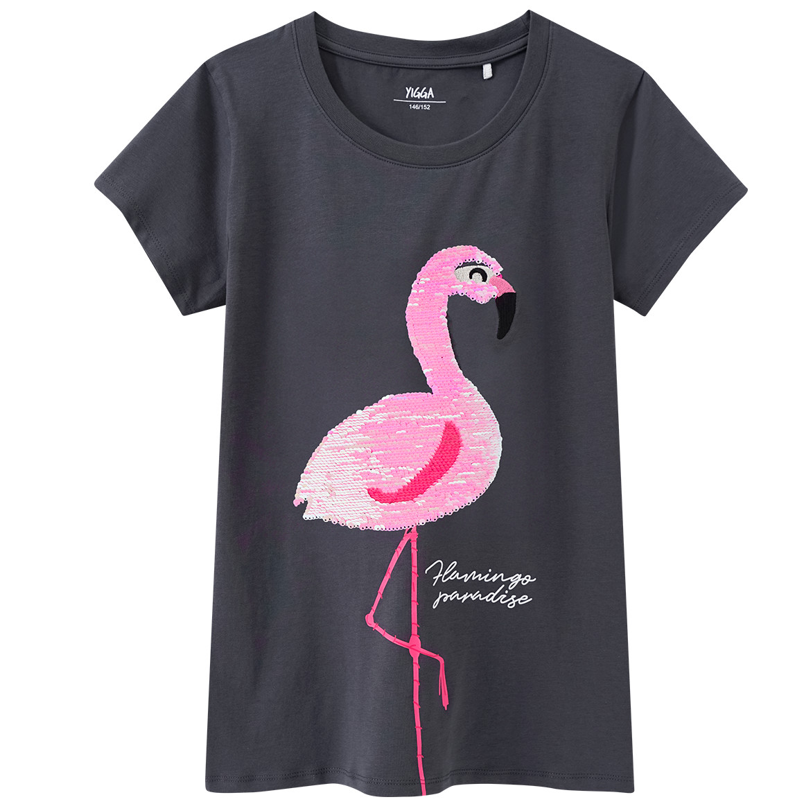 Yigga Mädchen T-Shirt mit Wendepailletten dunkelgrau