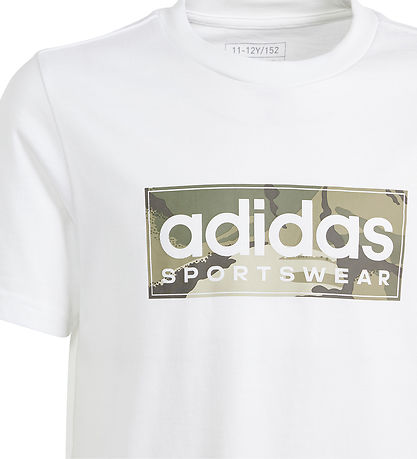 adidas Performance T-shirt - B Camo Lin T - Hvid/ Grøn