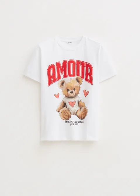 T-shirt met print amour bear wit (WIT)