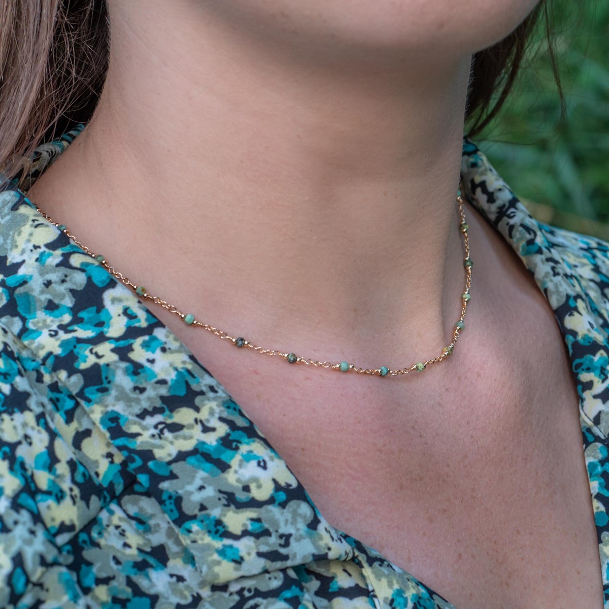 Collier Bianca en pierres Turquoise Africain