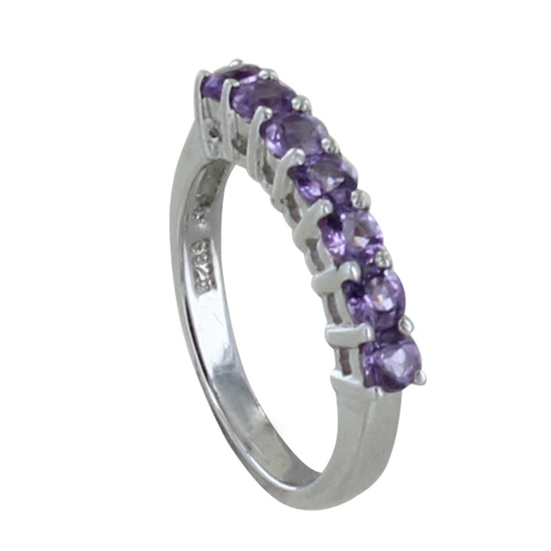 Bague Argent Rhodié Alliance Améthyste
