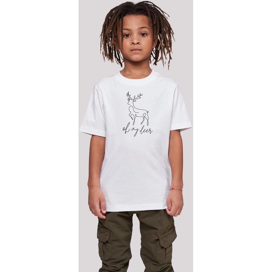 F4NT4STIC T-Shirt Winter Christmas Deer weiß