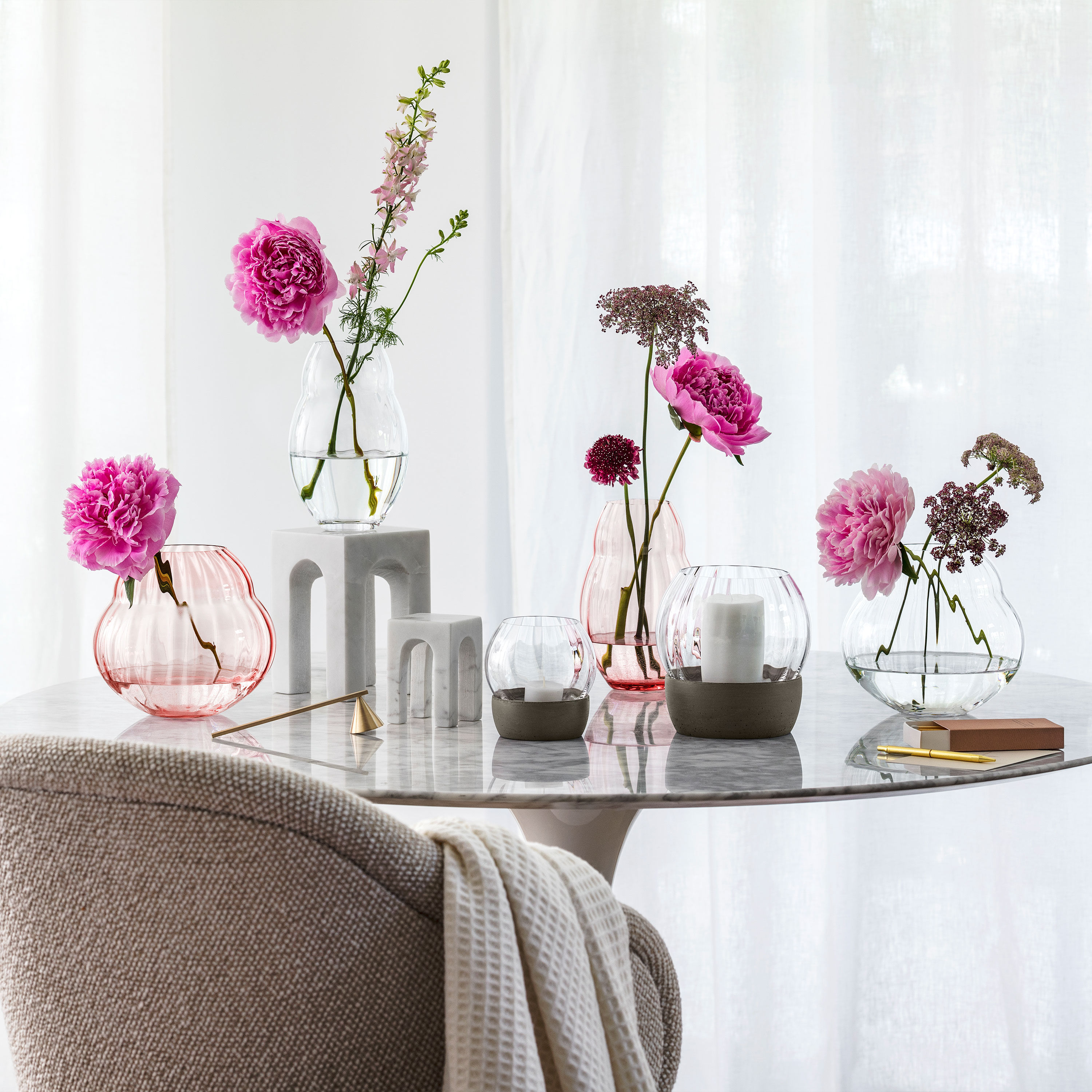 Rose Garden Hurricane lamp Clear, 6.2'' x 6.3'', crystal glass