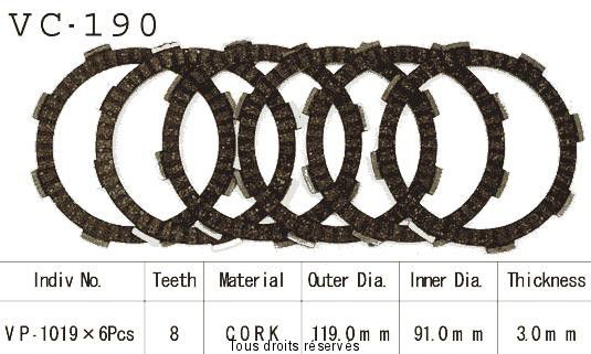 Kyoto - Disques garnis d'embrayage Cross VC190