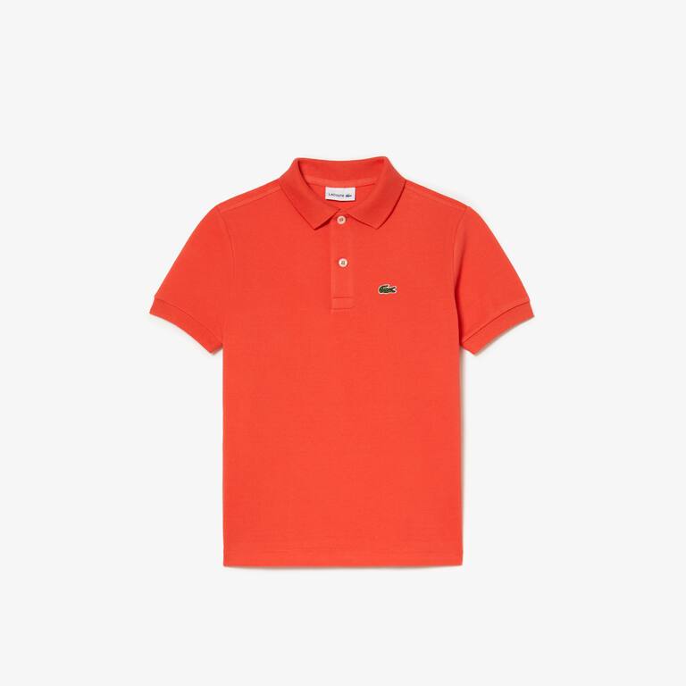 Polo enfant Lacoste regular fit en petit piqué uni Polos - Orange - Lacoste - Enfant