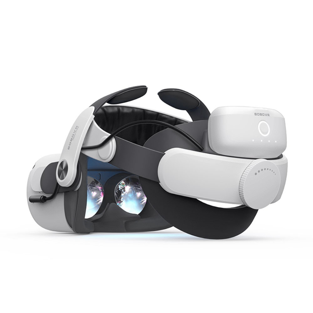 Meta Quest / Oculus Quest 2 Verstellbares Kopfband Schutzriemen für Druckreduzierung und Tragekomfort   Batterie 5200mAh - Weiss / Schwarz