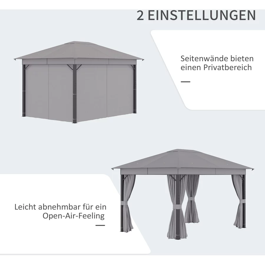 Outsunny Pavillon mit Seitenwänden grau