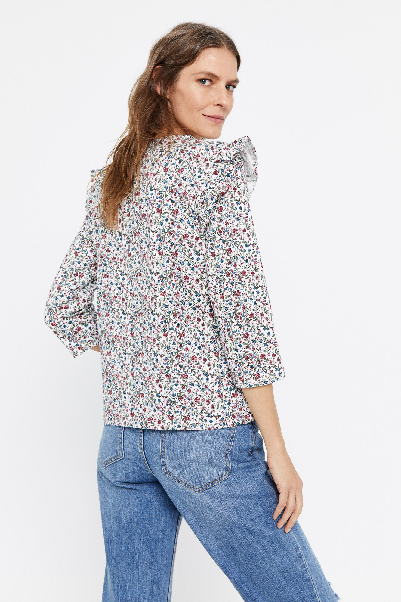 Camiseta básica com babados - Multicolorida