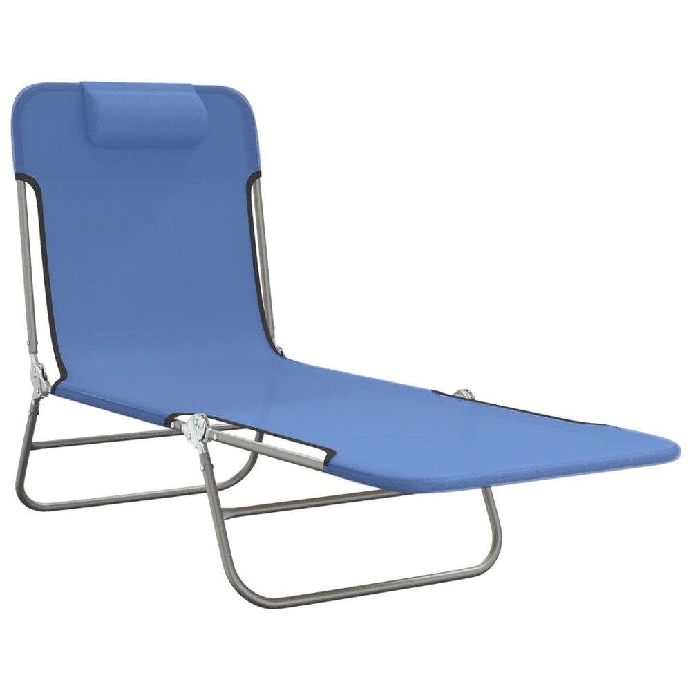 Chaises longues pliables 2 pcs bleu textilène et acier