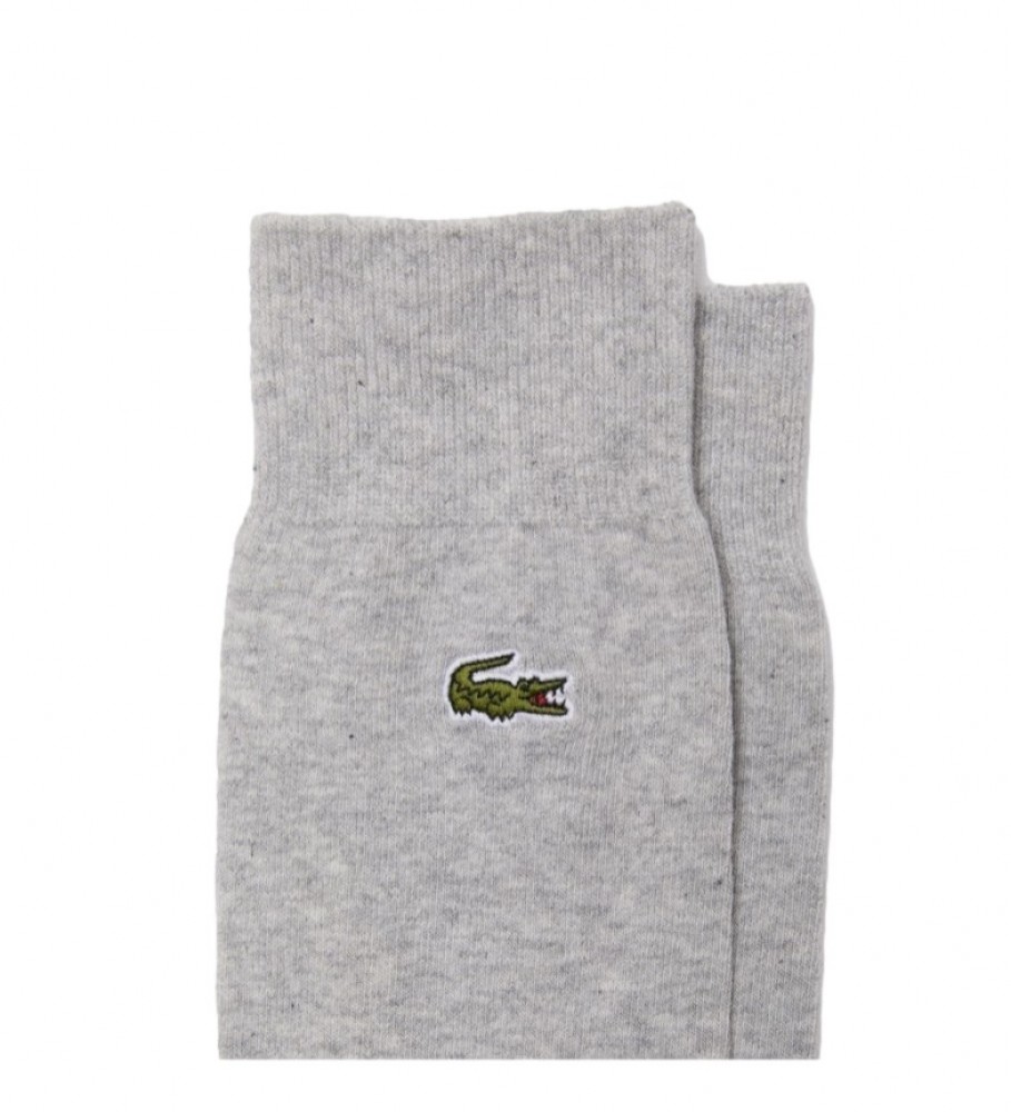 Pacote com 5 pares de meias Lacoste Stretch nas cores preto, cinza e azul-marinho.