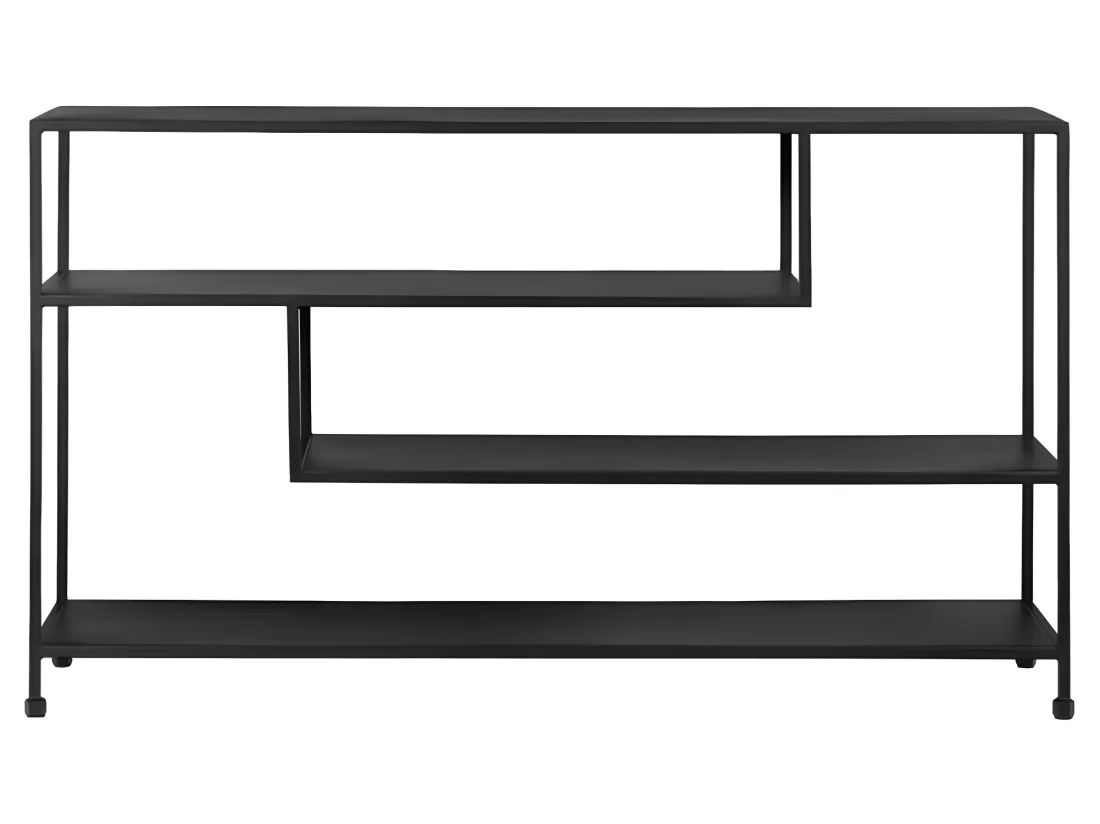 Console 140 cm avec 3 étagères déstructurées en métal noir - PAMELA