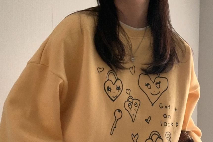 SeoulPop - Losvallende sweatshirt met hartprint
