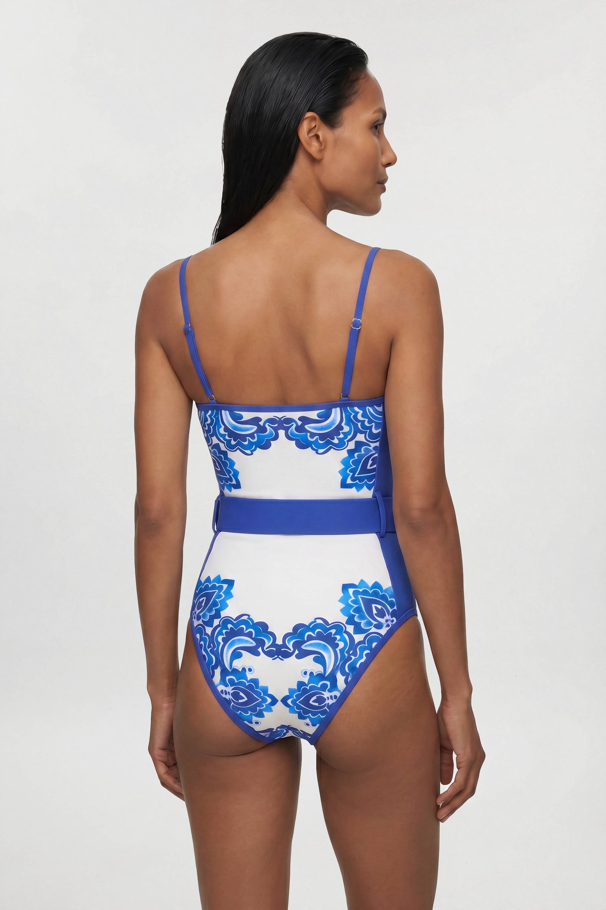KarenMillen Maillot De Bain Bandeau À Imprimé Cachemire Avec Ceinture