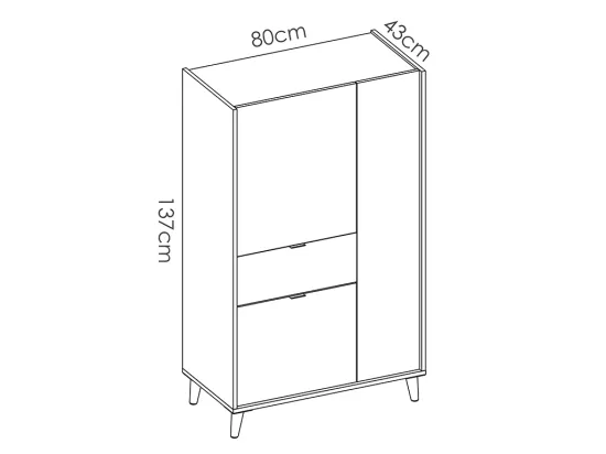 Buffet haut BICA - 3 portes 1 tiroir - Multicolore
