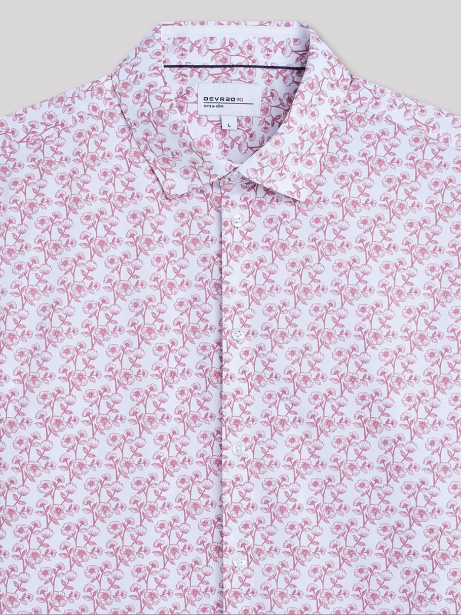 Chemise extra-slim stretch fleurie