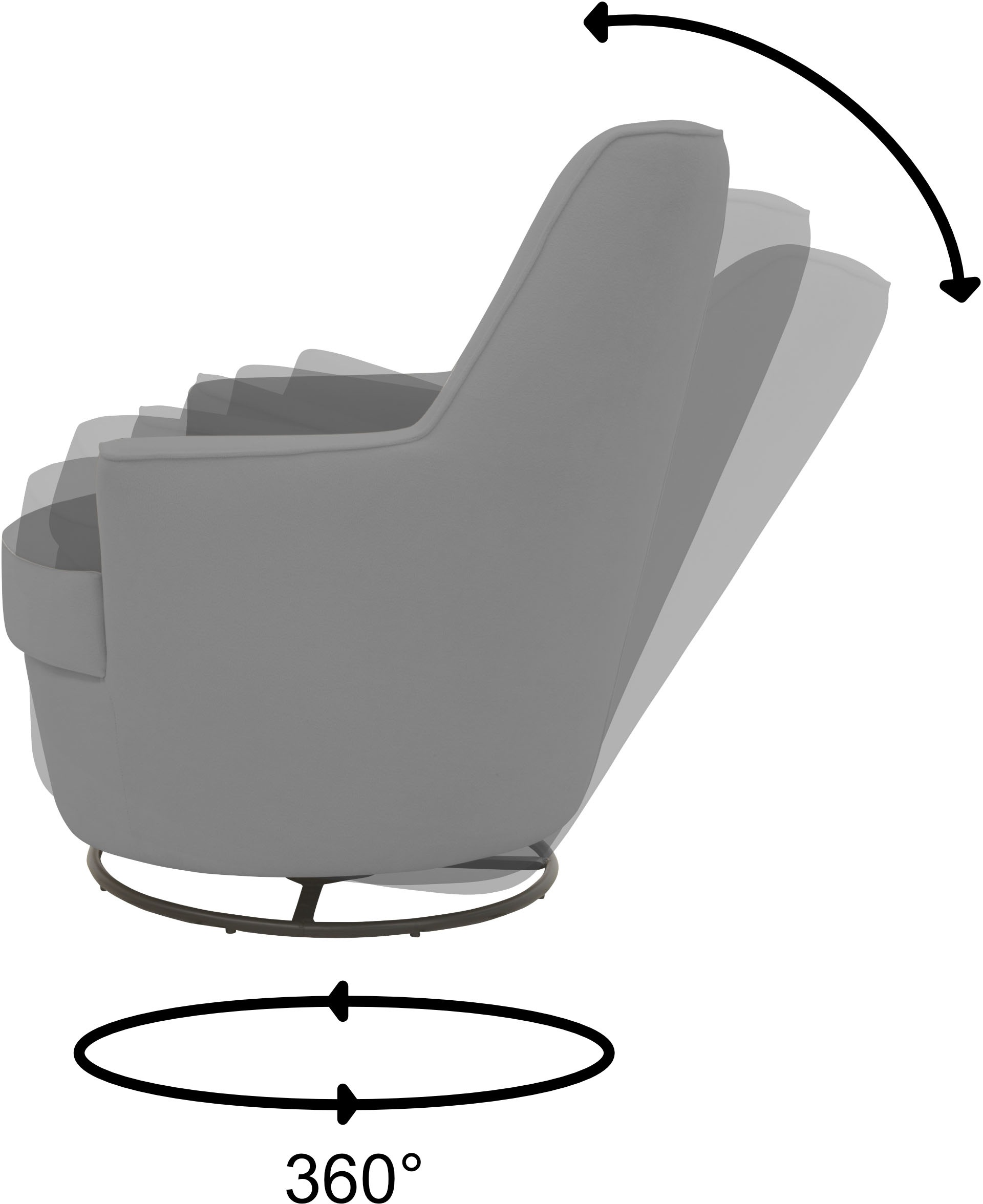 INOSIGN Drehsessel »HETTY, Drehsessel mit Wippfunktion und Hocker; Lesesessel, Armsessel« Set, 2 Stk. tlg. mit Dreh/Wippfunktion, mit Federkern, in Cord und Microfaser