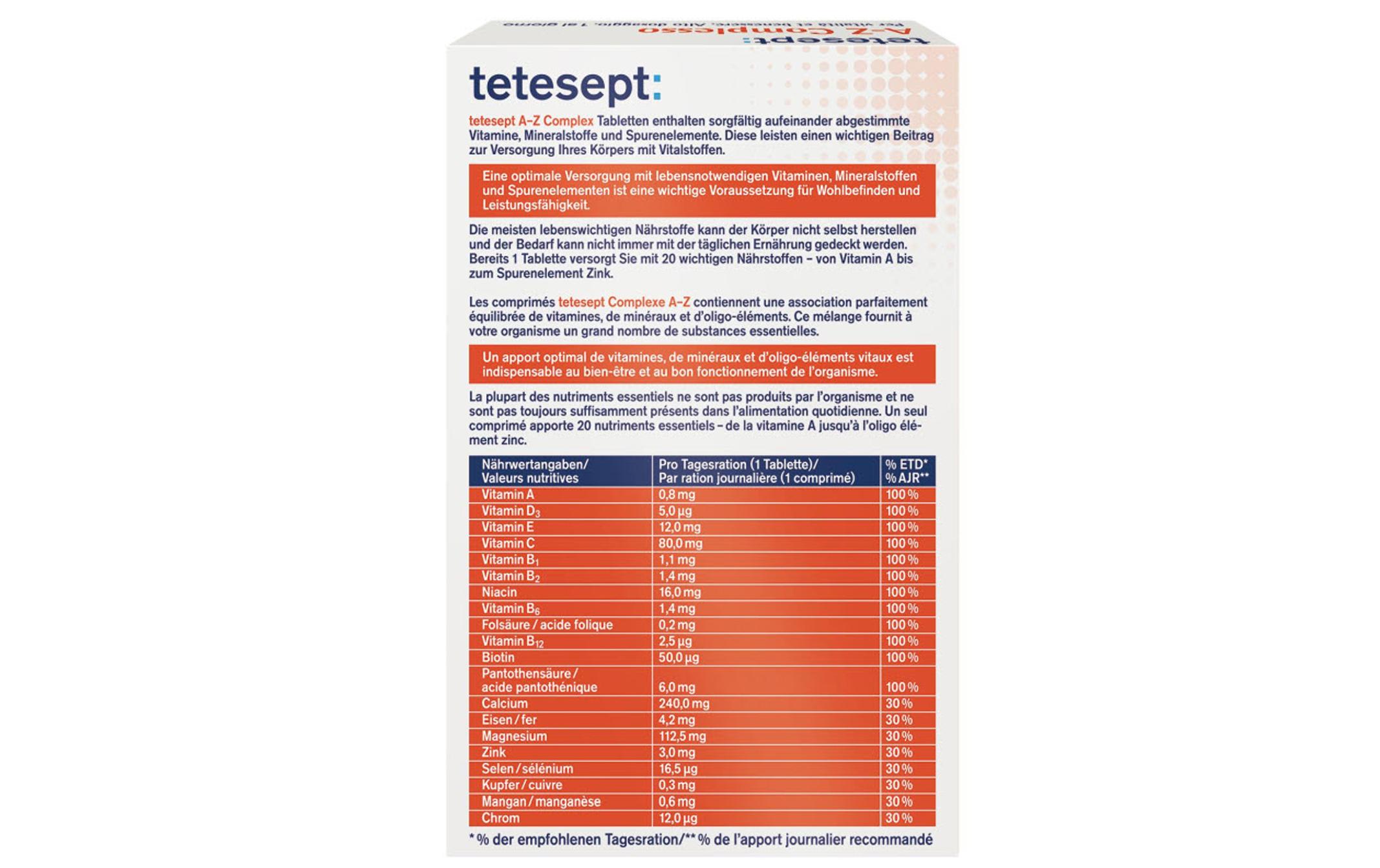 A-Z Komplex 32 TablettenNahrungsergänzungsmittel mit Vitaminen und Mineralstoffen für optimale Versorgung