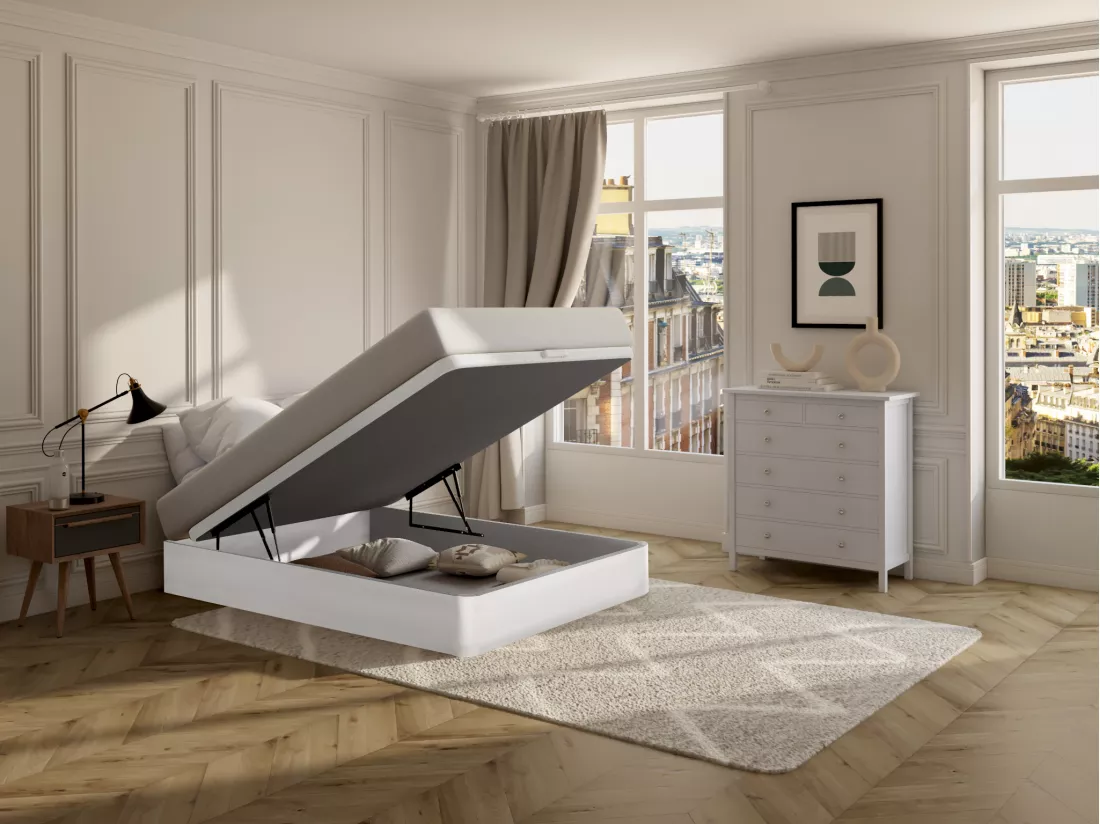 Sommier coffre 140 x 190 cm - Blanc mat - HESTIA de YSMÉE