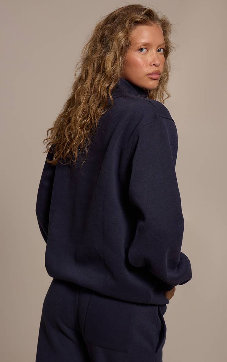 Bleu Marine Sweat-shirt À Fermeture Éclair Quart