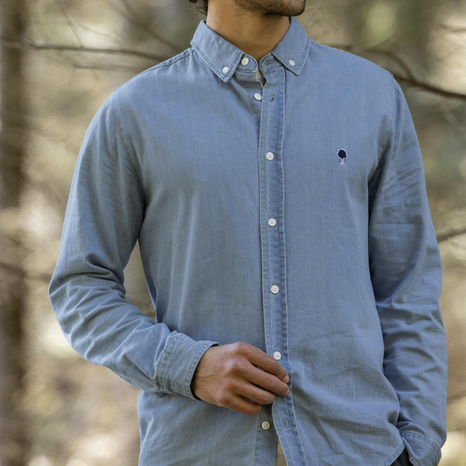 Chemise classique denim clair coton - modèle Ivoy
