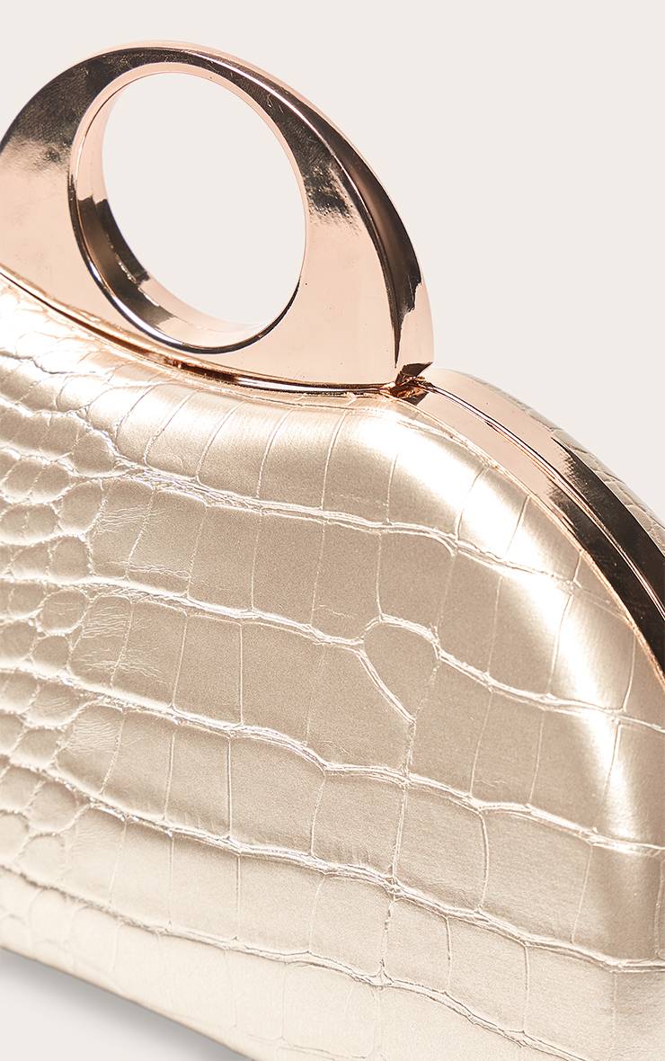 Doré Sac Pochette Rigide Effet Synthétique Argenté