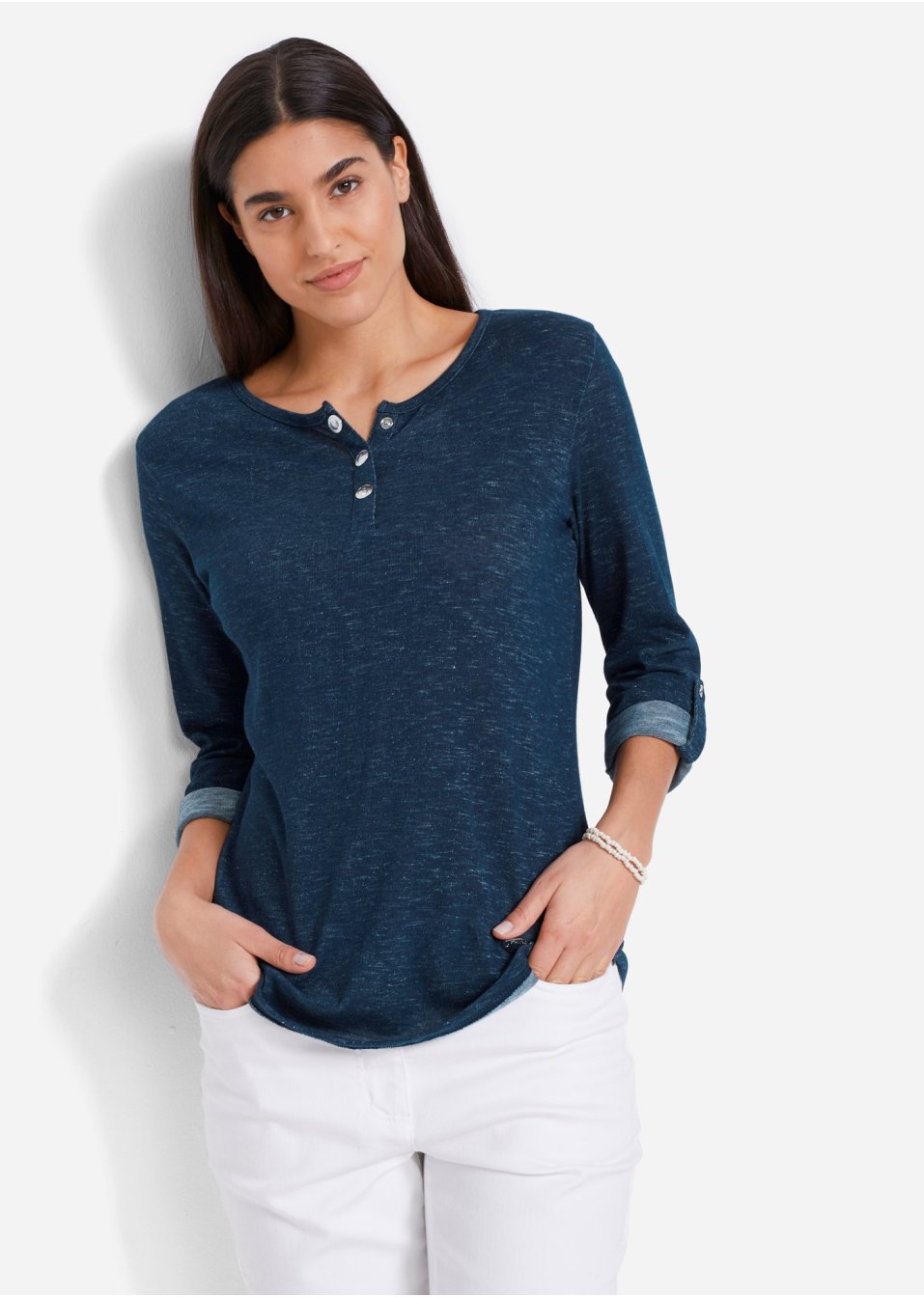 T-shirt manches longues avec patte de boutonnage