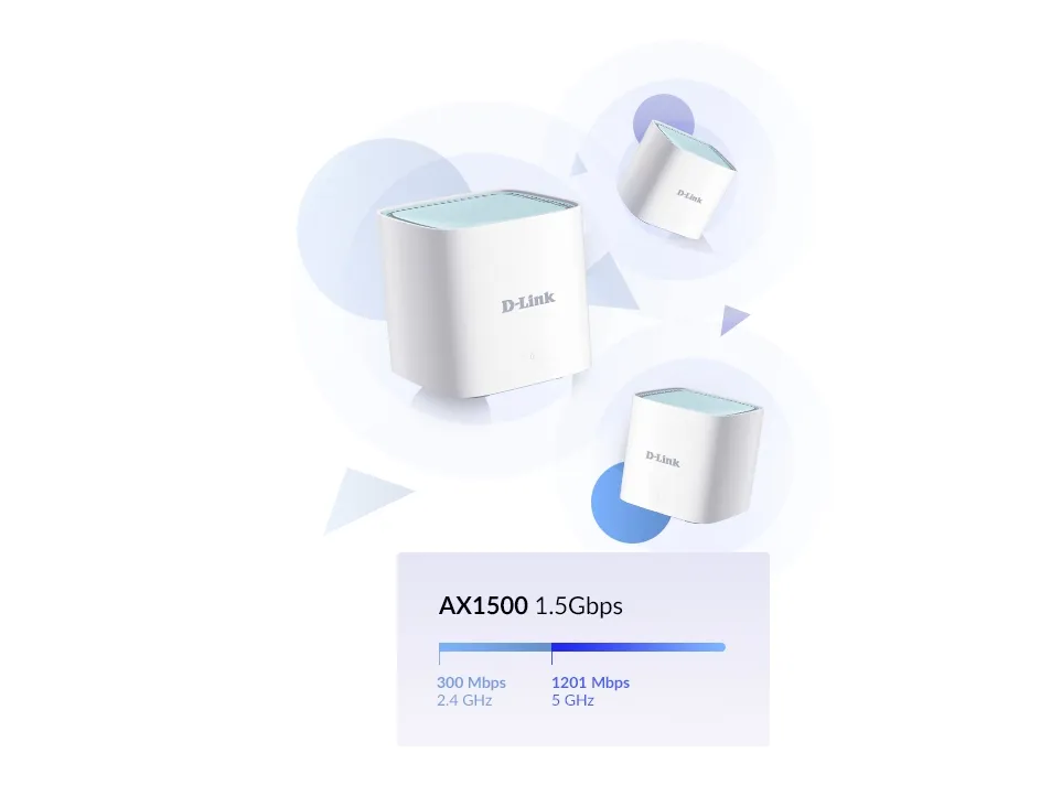 D-Link EAGLE PRO AI M15 - Wi-Fi-system - (3 routere) - op til 500 m2 - mesh 1GbE - Wi-Fi 6 - Dual Band