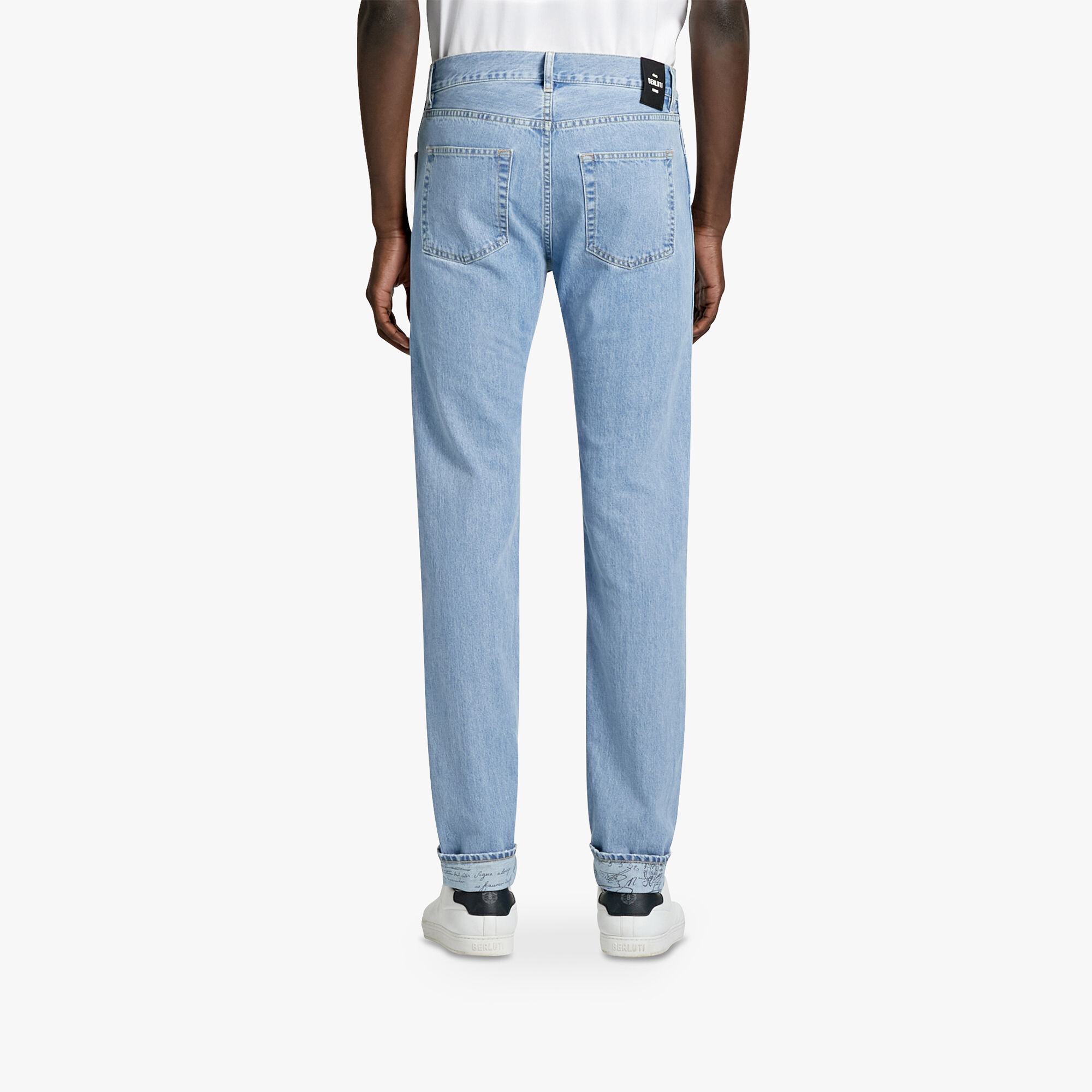 Pantalon En Denim avec Imprime Scritto