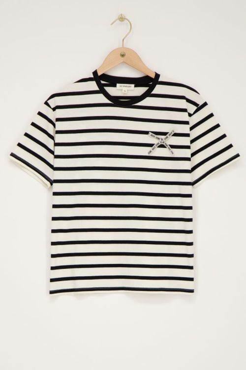 Zwart-wit gestreept T-shirt met 