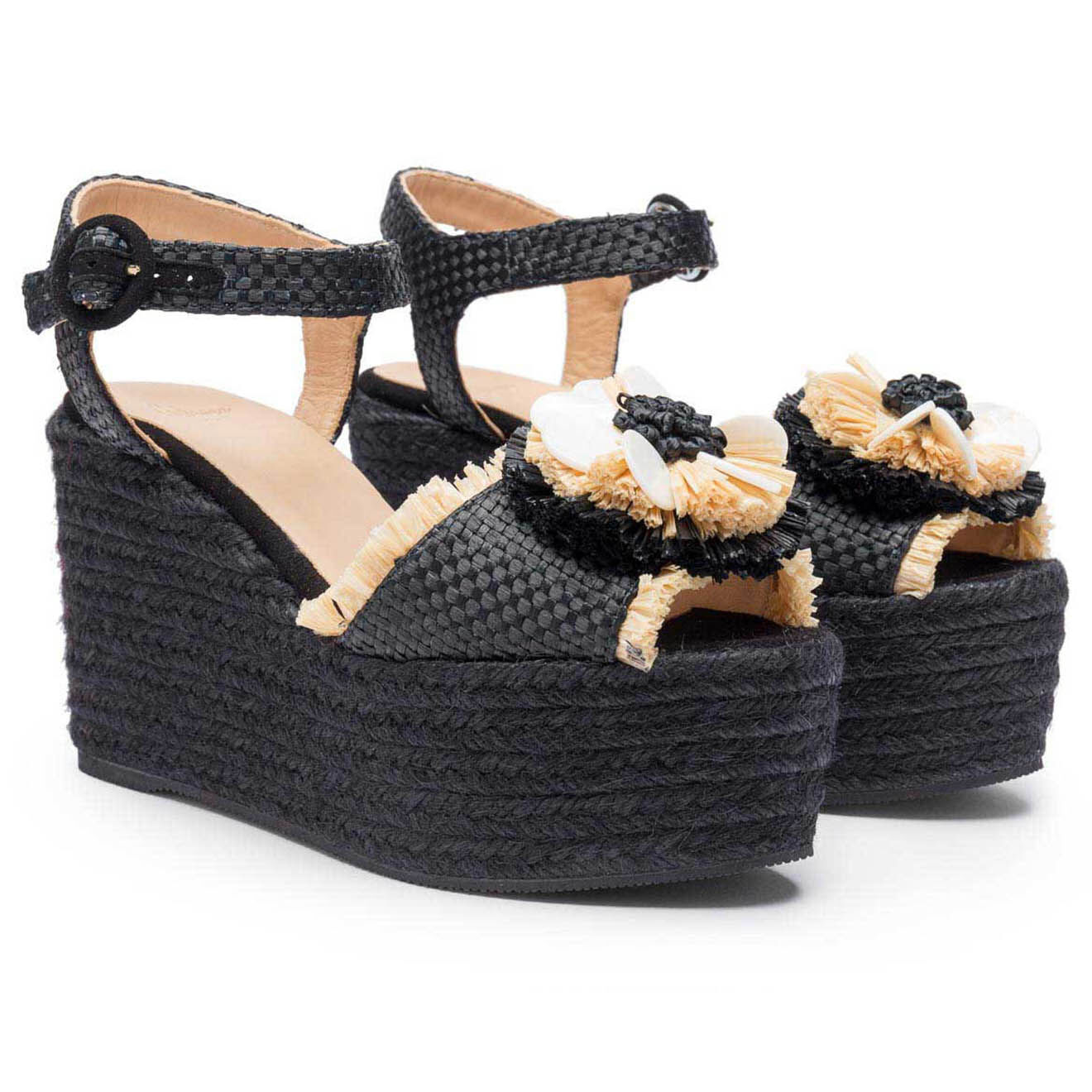 Castaner Sandales compensées Efedra noires - Talon 10 cm