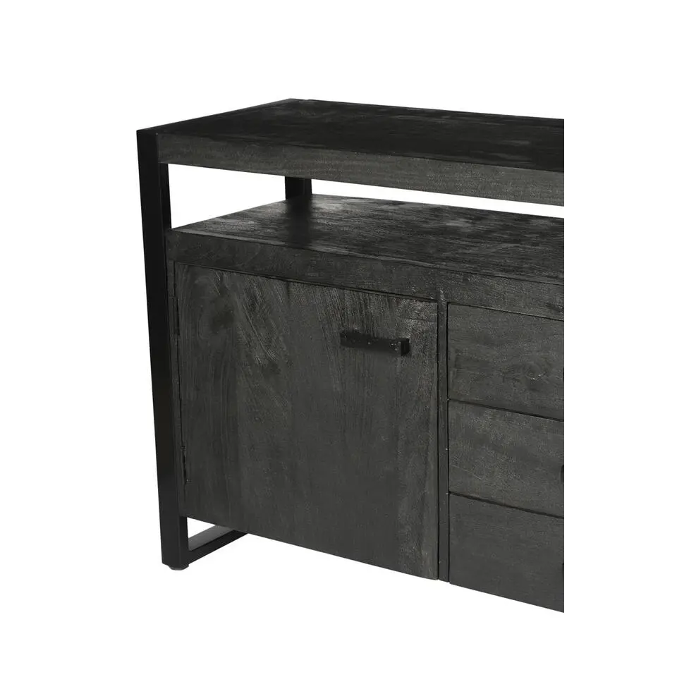Dressoir Zwart Mangohout - 180x43x80cm - Norris