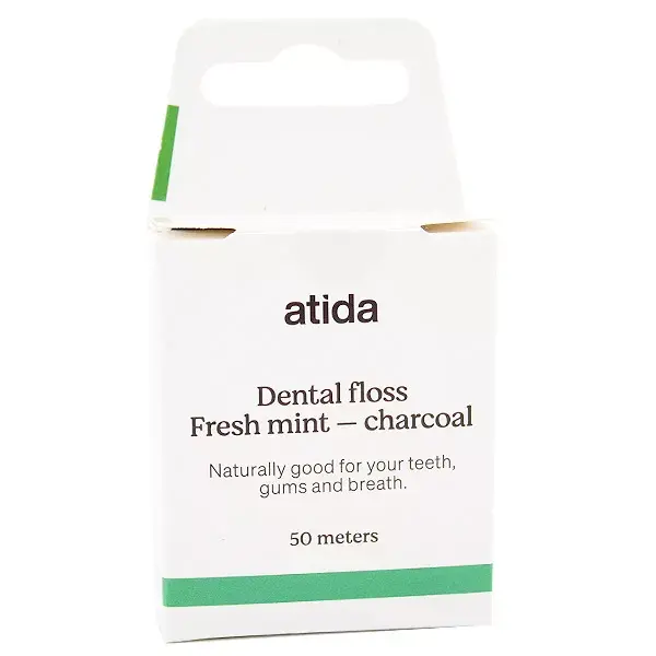 Atida Bucco-Dentaire Fil Dentaire Goût Menthe Charbon Actif 50m
