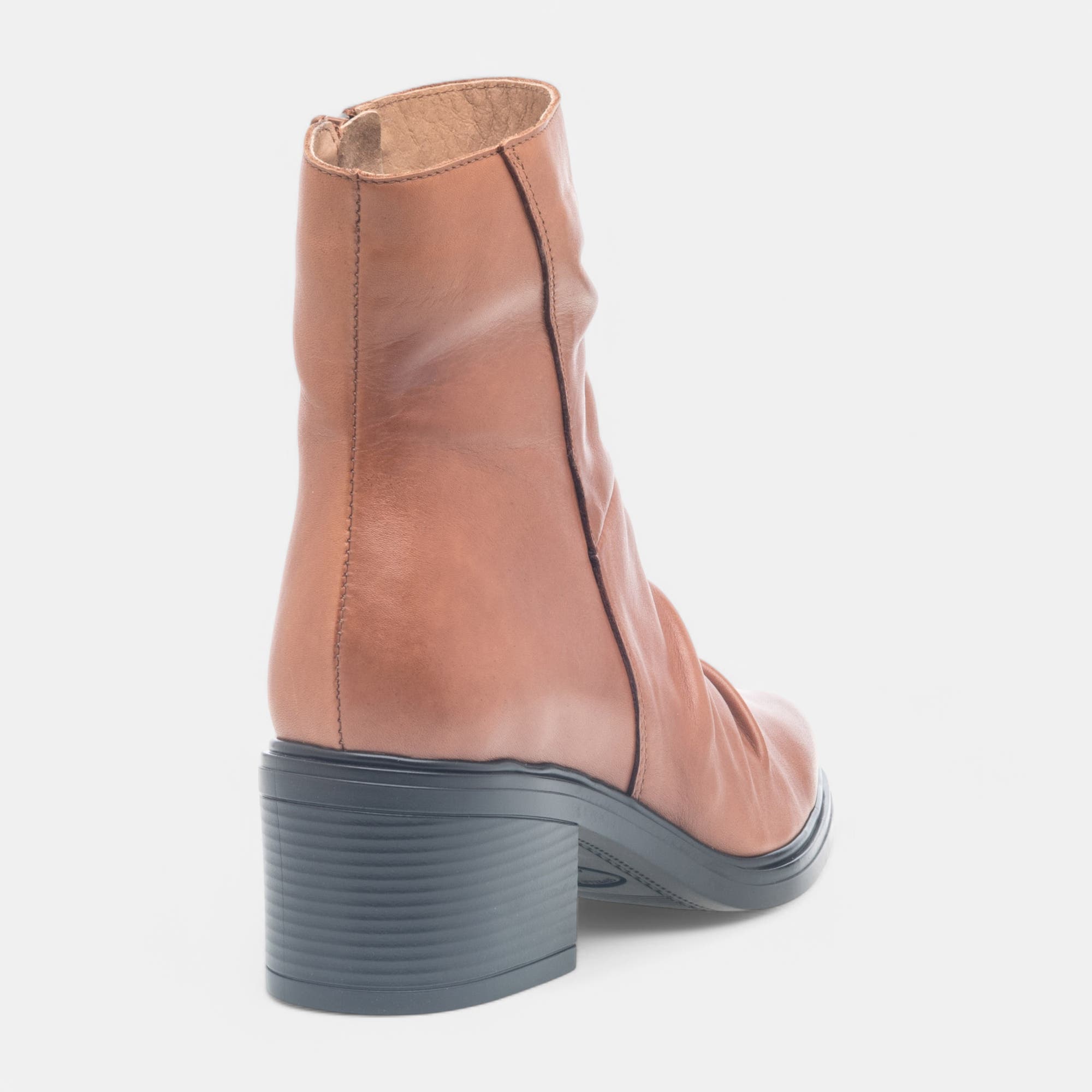 Bottines à talon Femme en cuir cognac