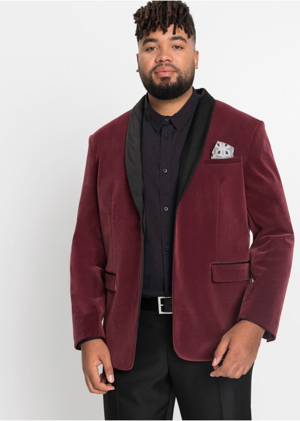 Blazer en velours avec passepoil en satin