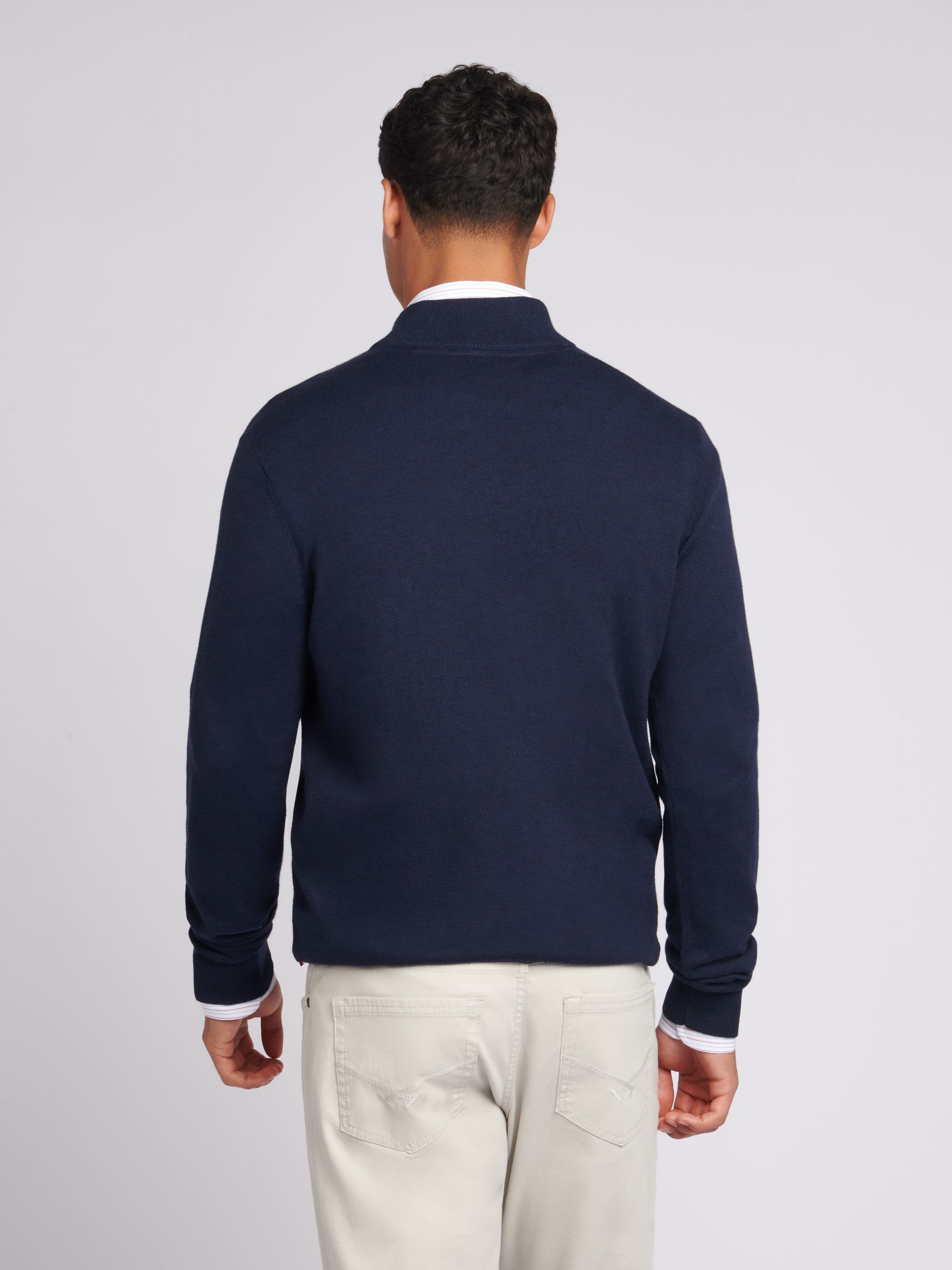 Marineblauw - U.S. Polo Assn. Katoenen Opstaande kraag 1/4 gebreid met rits
