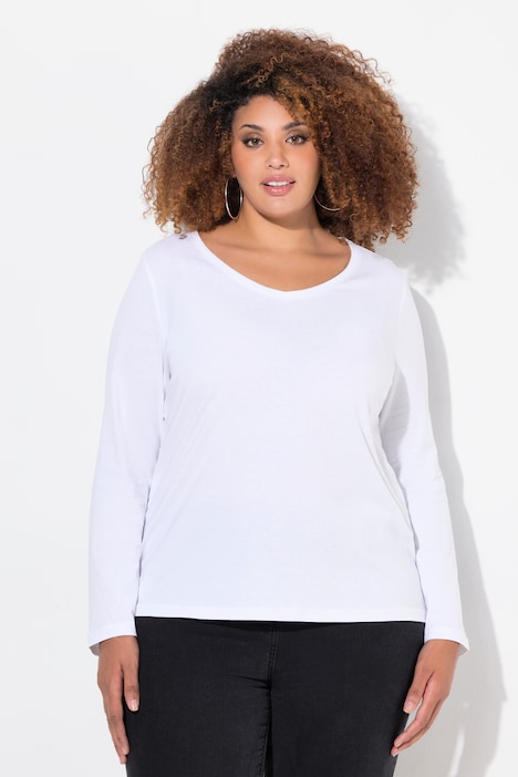 Shirt, Slim, V-Ausschnitt, Langarm