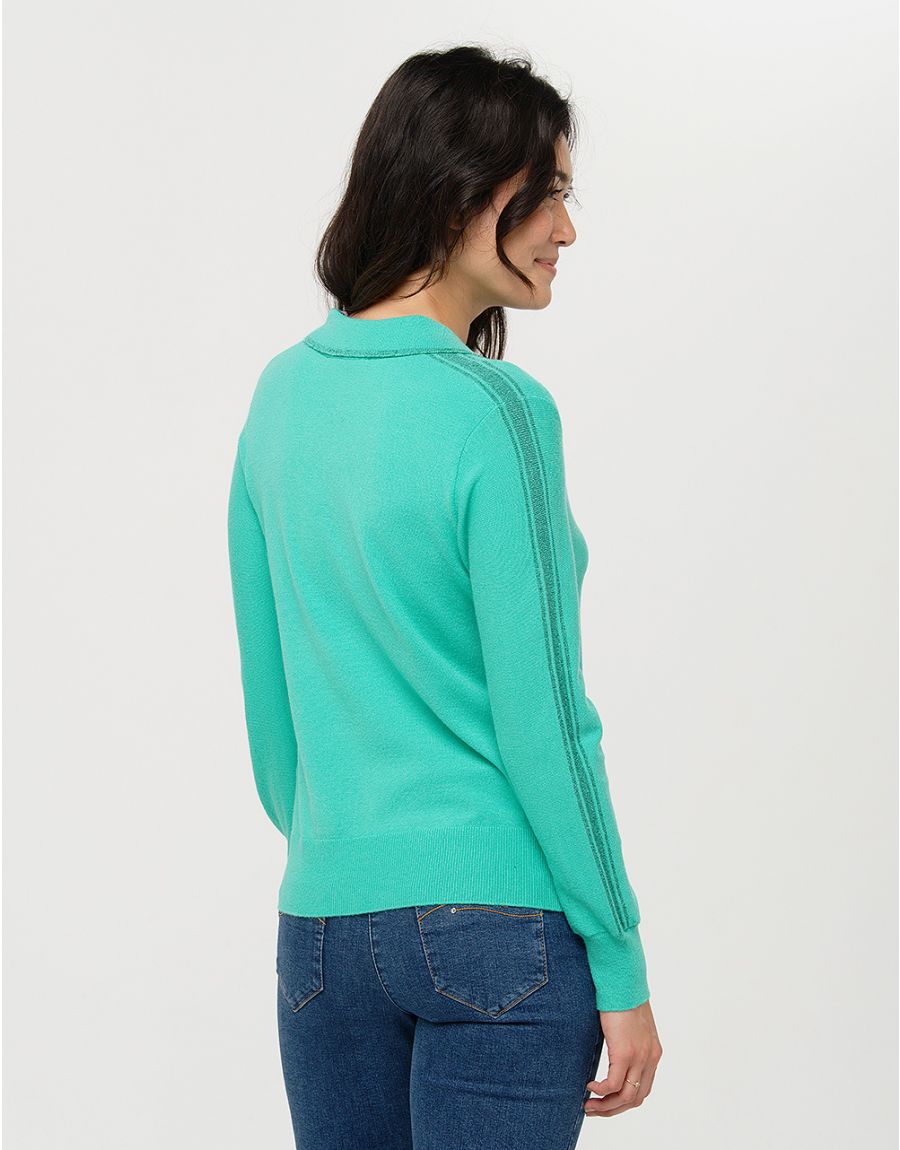 Pull vert menthe col polo