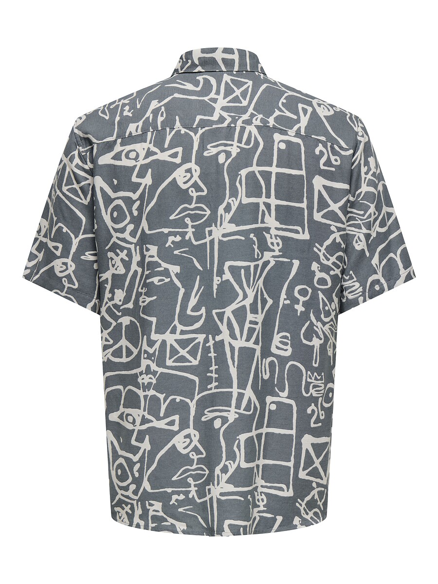 ONLY & SONS<br>Camisa estampada em viscose e linho