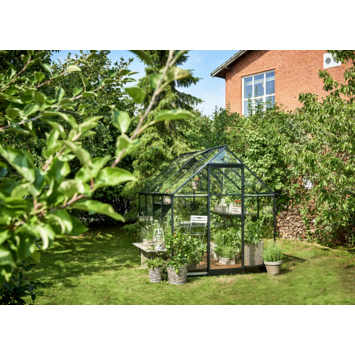 Tuinkas Royal Well Qube 68 zwart gecoat met 3mm veiligheidsglas